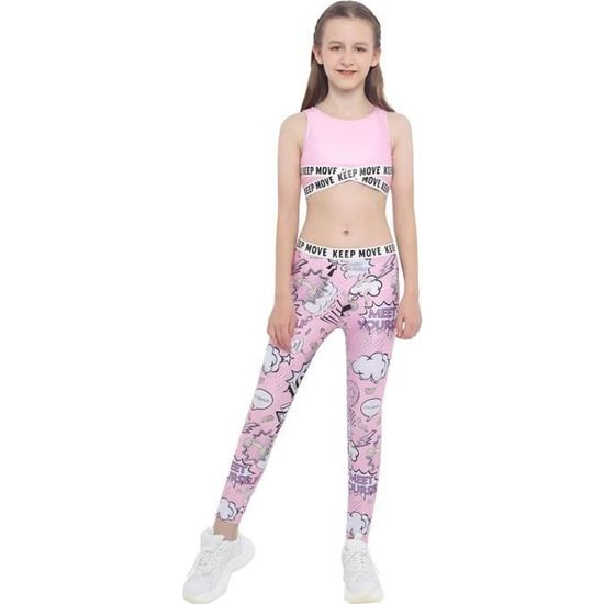 Ensemble Sport Oyolan Fille - Legging + Débardeur - Taille 4-16 Ans - Coton/polyester