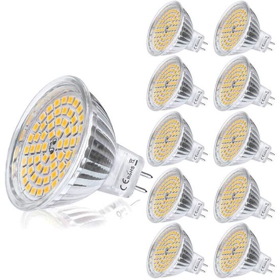 MR16 LED 12V GU5.3 Blanc Chaud 5W Ampoule Equivalent à 35W Halogène Lampe GU 5.3 2800K 400 Lumen Spot 120°Faisceaux Lot de 10