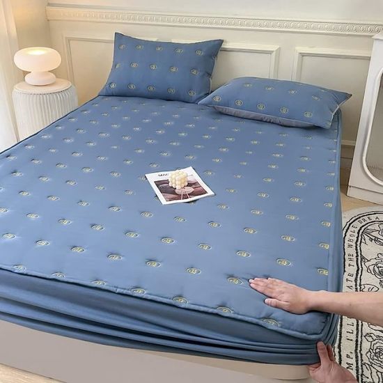 Housse De Matelas Respirante En Polyester Brossé - Tailles Simple, Double, King Size | Élastique 360°, Protection Anti-Allergènes | Gris Clair, 140 X 190 Cm