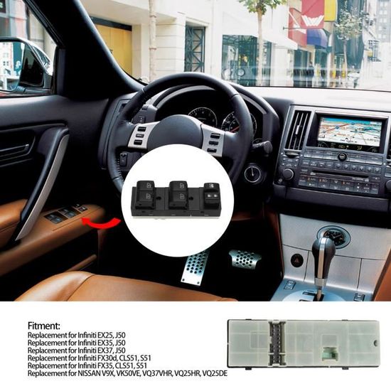 Interrupteur De Vitre Électrique Avant Pour Nissan Juke, Leaf, Rogue - Référence 254111KA0A, 12 Broches, Noir