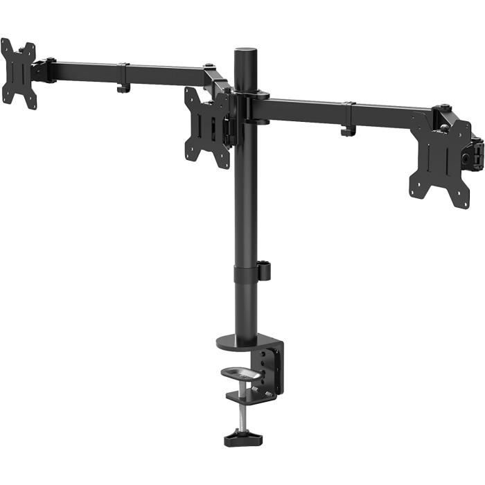 Support 3 Ecrans BONTEC - Réglable Pour Bureau VESA 75/100