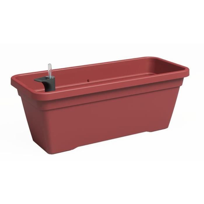 Jardinière - Plastique - Rouge Foncé - Rectangulaire - L57,9 x P24,3 x H22cm - ARTEVASI