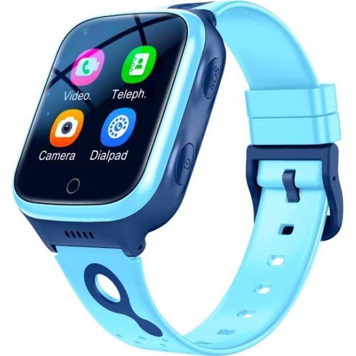 Montre Connectée Enfant 4G GPS IPX7 étanche Montre Enfants WiFi Montre Intelligente Appel Vidéo Caméra Positionnement étudiant,Bleu