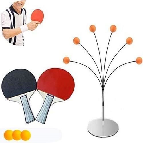 Entraîneur de Tennis de Table avec Manche Souple élastique, à Tige Souple élastique Entraîneur de balles de ping-Pong Pagaies Set