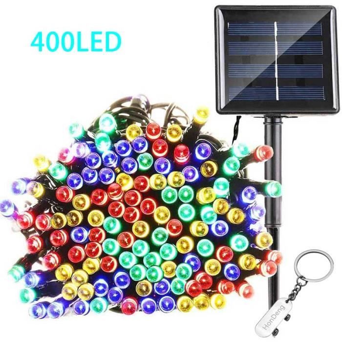 Guirlande Solaire Extérieure, 40M 400 LED Guirlande Lumineuse, 8 modes, pour Jardin, Patio, Clôture, Mariage, (Multicolore).