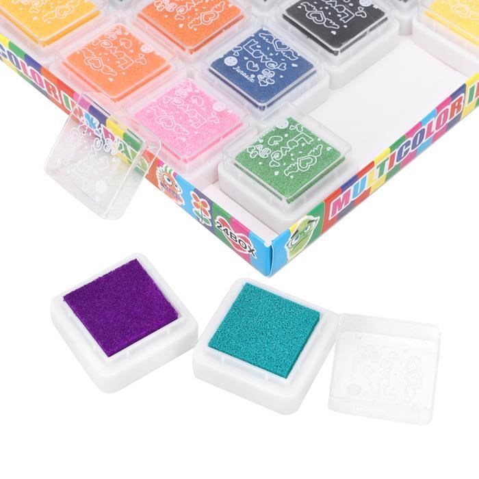 WIPES Tampon Encreur Coloré 24 Couleurs Tampon Encreur Coloré Enfants Peinture Accessoire Doigt Peinture Tampon