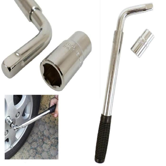 Clé Démonte Roue Télescopique Douille 17 et 19 mm Voiture Pneu Auto Clé à ergot
