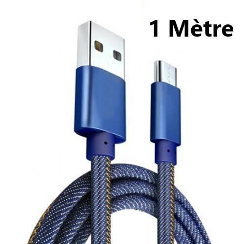 CÂBLE POUR SAMSUNG A10 S6 S7 J4 Plus J5 J6 J7 A6 MICRO USB Chargeur Rapide Couleur Bleu Jean 1 M
