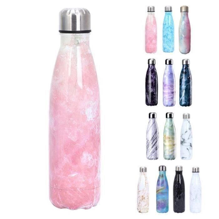 Bouteille d'eau Isotherme en Acier Inoxydable Gourde Sport 500ml Marbre J: Rose LITT2855