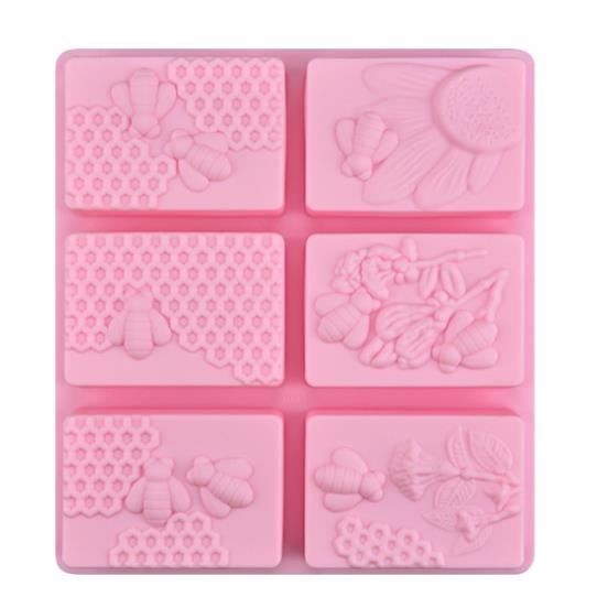 Moule,SJ moule à savon en Silicone abeille, 6 formes, rectangulaire, artisanat à la main, bricolage, - Type B Rectangular