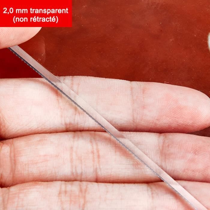 Nappe toile cirée ronde transparente protection de table 2.0 mm d’épaisseur 120 cm de diamètre sans plis