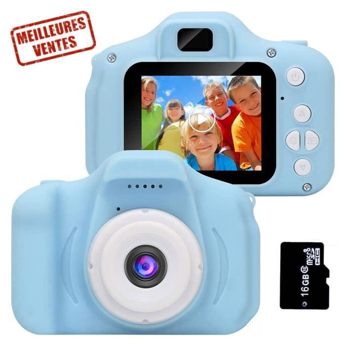 I® Appareil Photo Enfant,Électronique Jouets 3-8 Ans Garçons Vidéo Record avec Carte TF 16 Go Bleu Cadeaux Anniversaire Noël
