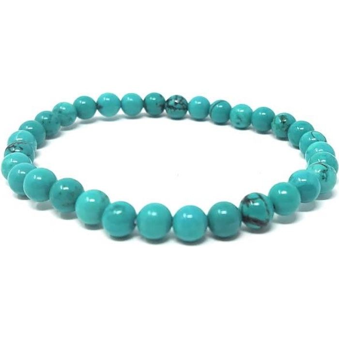 Bracelet Howlite teintée turquoise - Adulte -Pierres naturelles -Lithothérapie -Bienfaits -Vertus -Idée cadeau -Soulage et apaise
