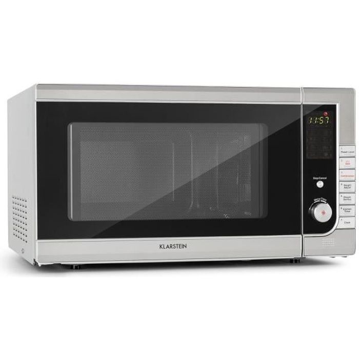 Klarstein CombiWave Four micro-ondes 43 litres 1000W - grill 1300W - 11 niveaux de puissance - Ecran LED - Inox