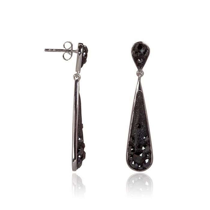 Mes-bijoux.fr - Boucles d'oreilles Femme Métal Noir et ornée de Cristaux de Swarovski Element - WEI38N987gv