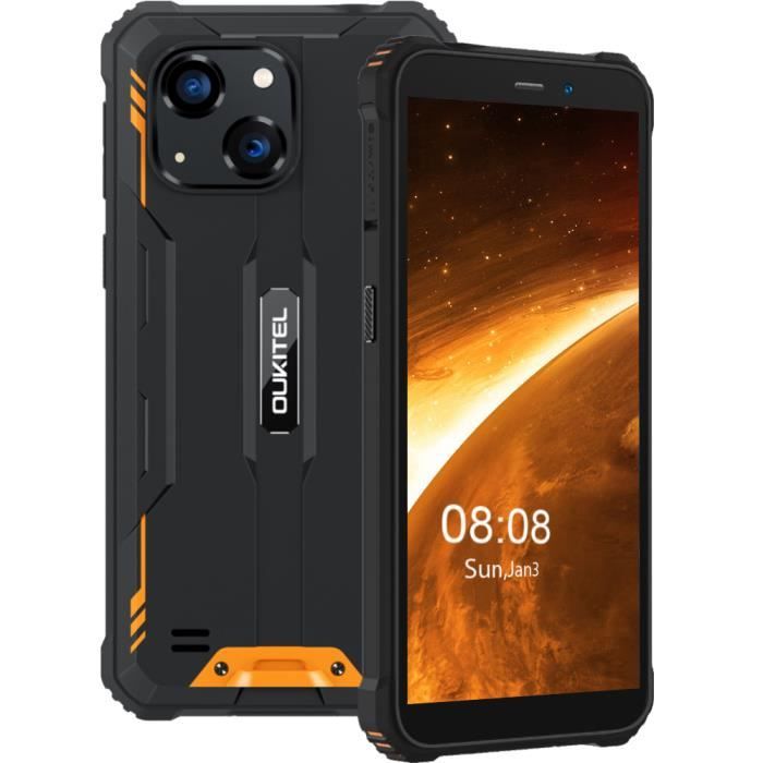 Smartphone OUKITEL WP20 Batterie 6300mAh Android 12 Écran 5.93 pouce HD+ 4Go 32Go Caméra 20MP Téléphone - Orange