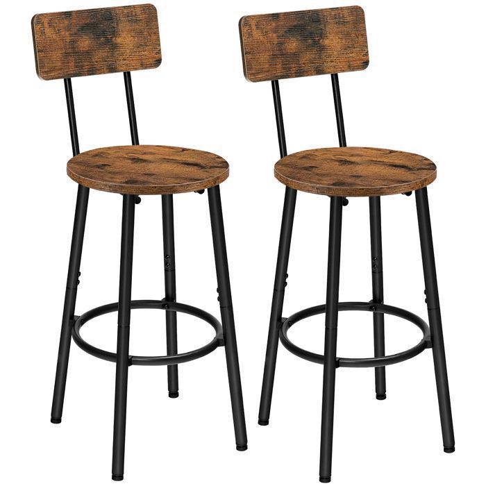 Tabouret de bar - HOOBRO - EBF32BY01 - Ergonomique - Style industriel - Lot de 2