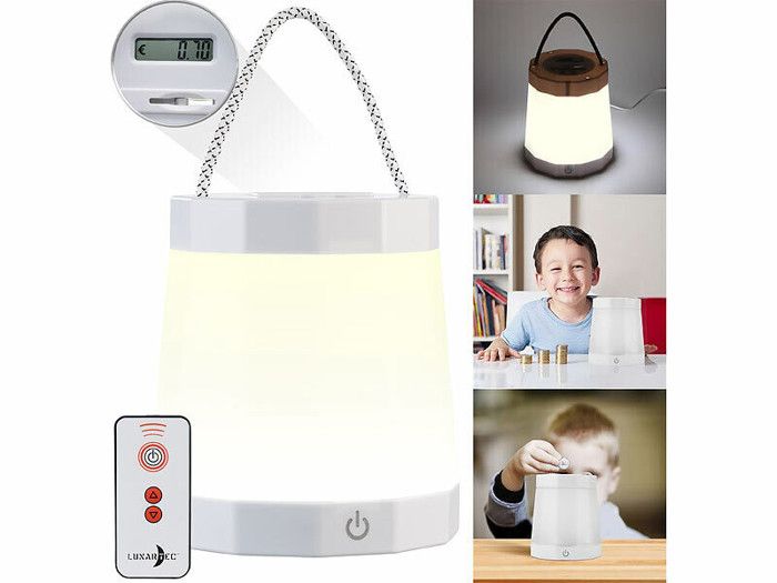 Lampe de chevet rechargeable avec tirelire électronique et écran LCD Lampe de chevet rechargeable avec tirelire électronique et écran LCD
