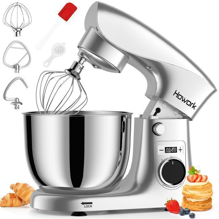 Robot Pâtissir Cuisin Multifonction Bol Inox 5L 6 Vitsss