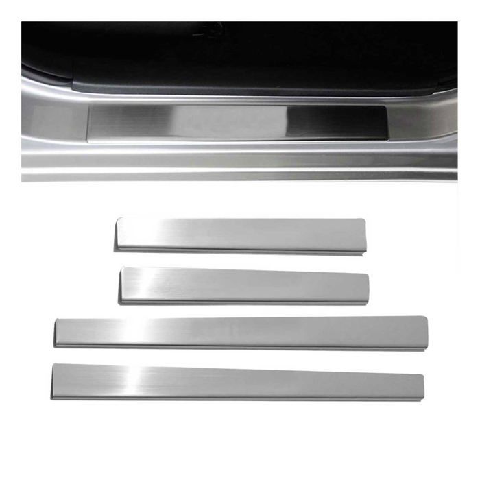 Lot De 4 Protections De Seuil De Porte Pour Renault (Captur, Clio, Megane, Etc.) - Carbone/chrome, Adhésif 3M - 8