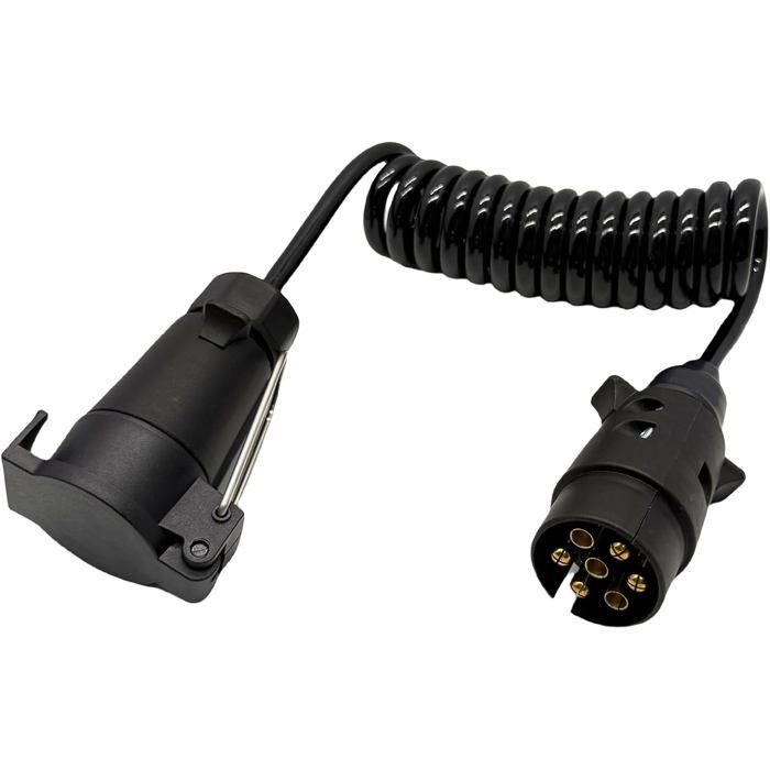 Rallonge Remorque 2M Câble Spirale 7 Pins 7-7 Adaptateur 12V - Extension Robuste Pour Voiture, Caravane, Camion Et Tracteur