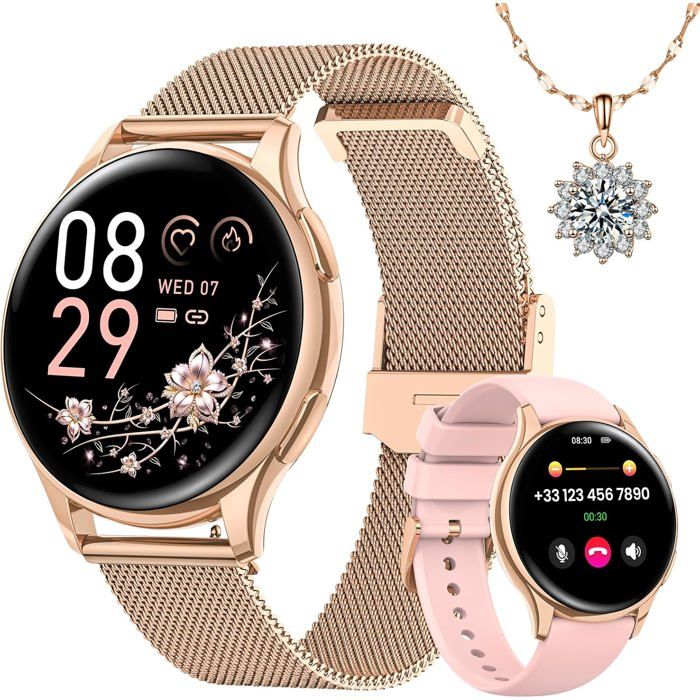 Montre Connectée Femme Avec Appel Bluetooth 1 27 Smartwatch Femme Avec Ip68 Fonction Féminine/24H Fréquence Cardiaque/24H Montre Connectée Femme Avec Appel Bluetooth 1 27 Smartwatch Femme Avec Ip68 Fonction Féminine/24H Fréquence Cardiaque/24H