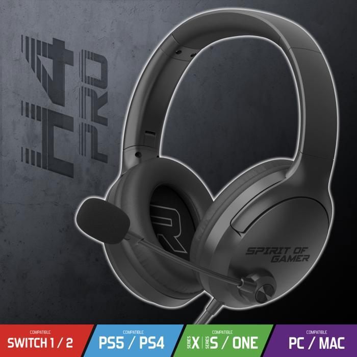 Casque Gaming Spirit Of Gamer Pro H4 – Filaire, Stéréo 2.0, Compatible Multiplateforme - vue 3
