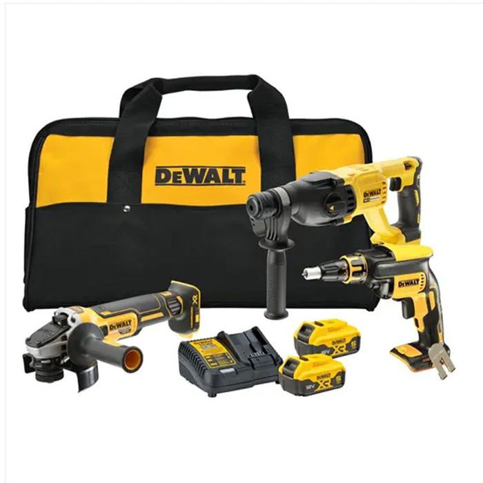 Kit 3 outils XR 18V 5Ah brushless DEWALT Tournevis DCF620 + Marteau perforateur DCH133 + Meuleuse d'angle DCG405 DCK304P2 QW - vue 2