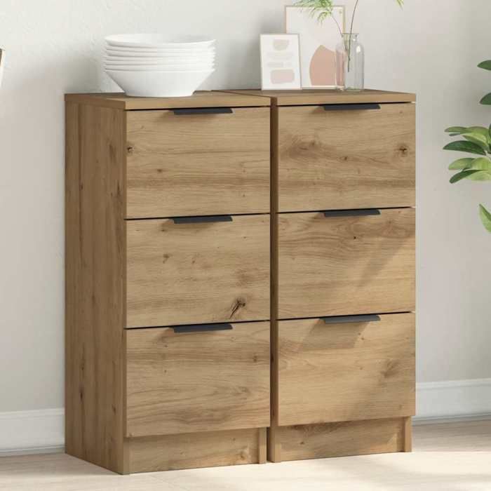 HSF®Meuble de séjour Contemporain - Buffets 2 pcs - chêne artisanal - 30x30x70cm - Bois dingénierie ckd30553