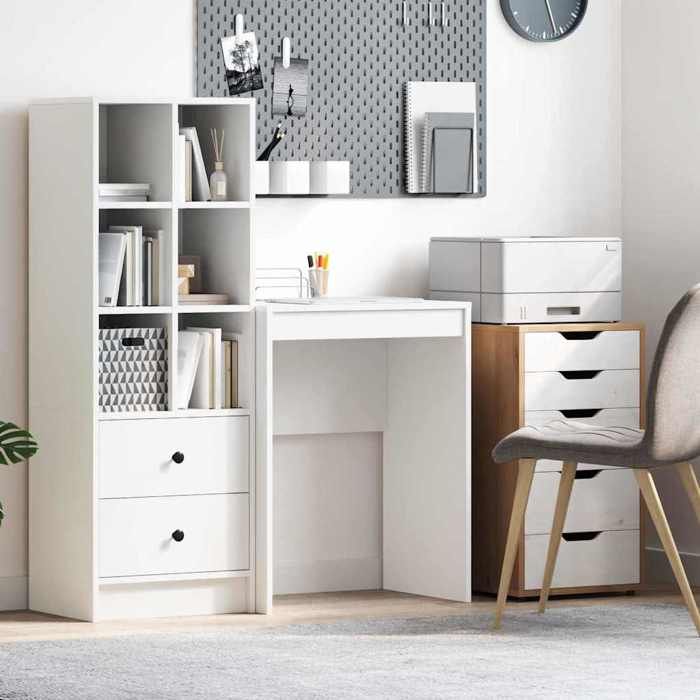vidaXL Bureau blanc 60 x 40 x 76 cm en bois dingénierie – bureau droit compact