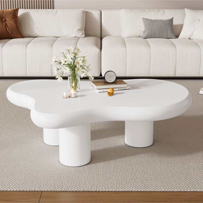 Table basse irrégulière en forme de nuage 97x67x32 MDF avec doublures en feutre surface laquée table basse créative