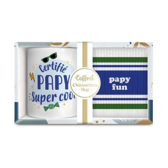 COFFRET MUG CHAUSSETTES PAPY FUN Blanc