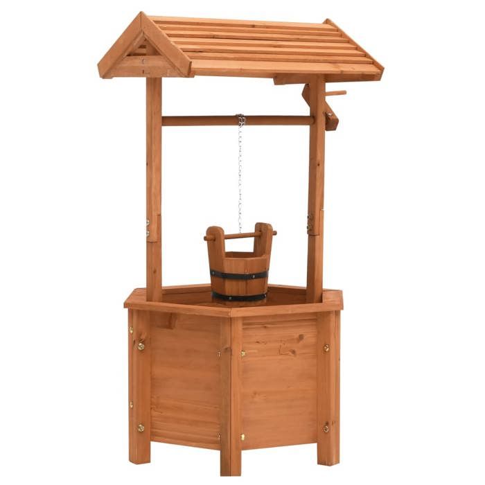 SALE 2026 Décorations de pelouse / sculptures de jardin Brun - Jardinière à puits à souhait de jardin 40x40x84cm - bois de sa2127
