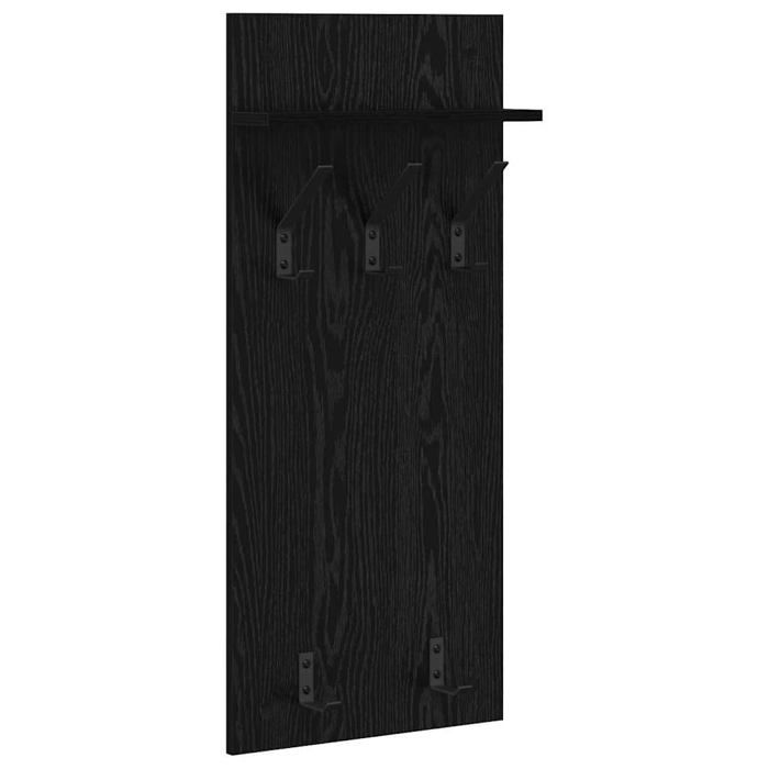 Porte-manteau mural moderne - vidaXL - Chêne Noir - 40x10x90 cm - Bois dingénierie - Crochets - Étagère intégrée