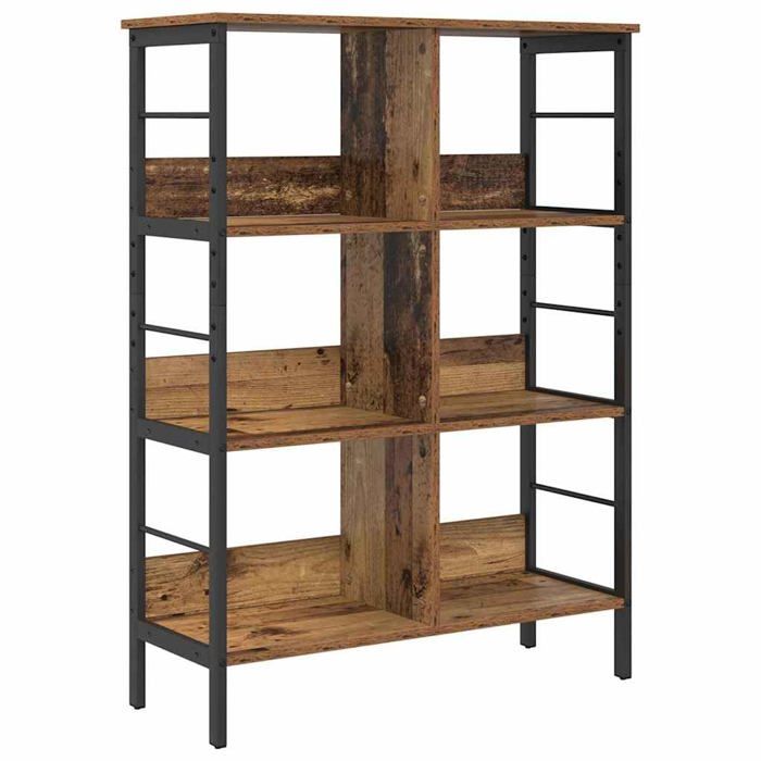 Bibliothèque industrielle - vidaXL - Bois ancien - Bois dingénierie - 82x32x112 cm - 6 étagères - Grande capacité