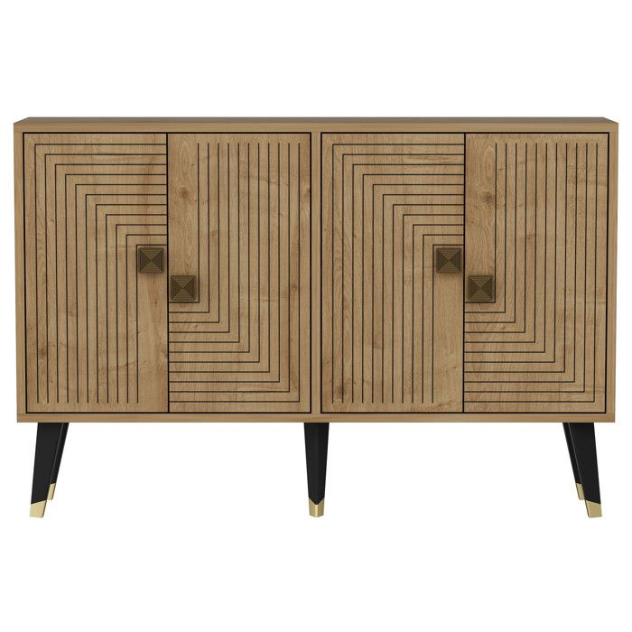 Buffet en bois Ahart - 120 x 30 x 80 cm - Chêne Saphir Or