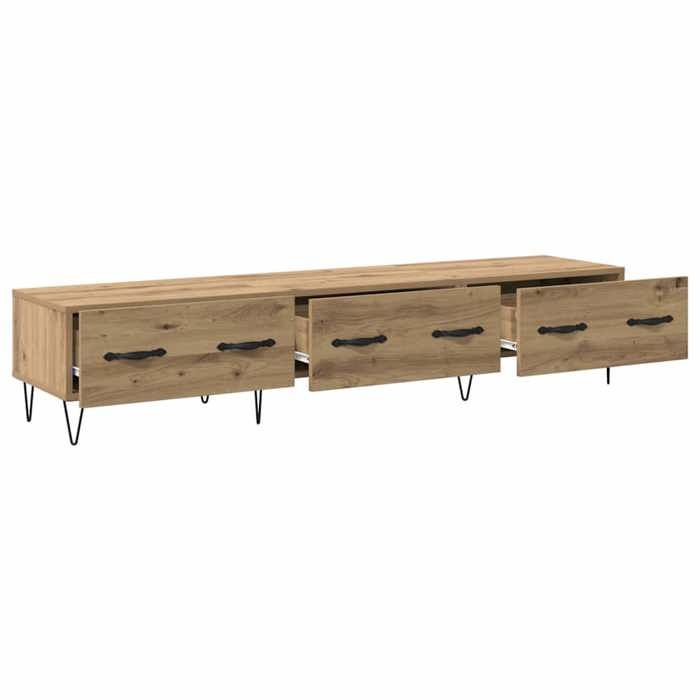 NEUF Armoire TV - Marron - Meuble TV - TABLE TV - chêne artisanal 150x36x30 cm - Bois dingénierie TT5548