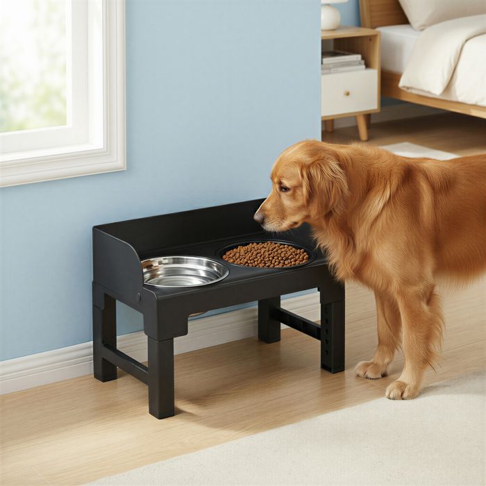 Comparer les prix de Gamelle pour Chien Surélevée 3 Bols Hauteur Réglable et Inclinable Noir