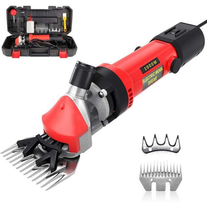 Meilleurs prix pour Tondeuse À Moutons Électrique 900W Filaire - 6 Vitesses Réglables Coupe-Laine Professionnelle Lames Acier Inox Coffret Complet