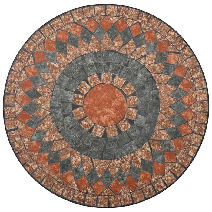 Table Balcon/Terrasse Orange - Magnifique Table de bistro élégante - VENDUE SEULE - mosaïque Orange/gris 60cm Céramique -t971277
