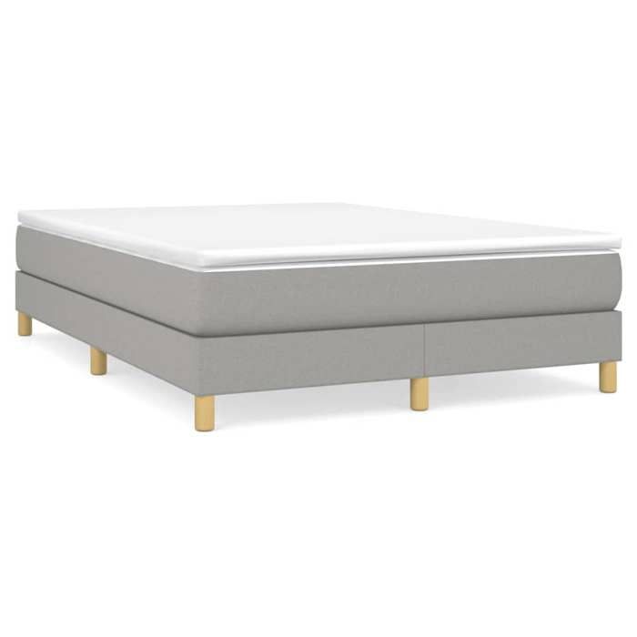 LIT - Lit 2 personnes - Cadre de lit à lattes Double gris clair 140x190 cm tissu - pour adulte BE6776273