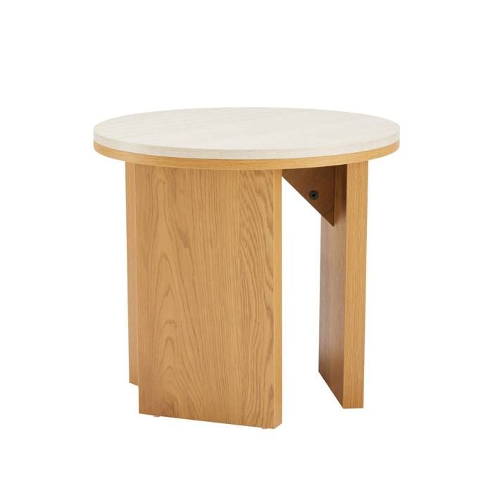 Table basse effet bois ronde diam 50 cm bois clair Bonny - Oviala Table basse effet bois ronde diam 50 cm bois clair Bonny - Oviala