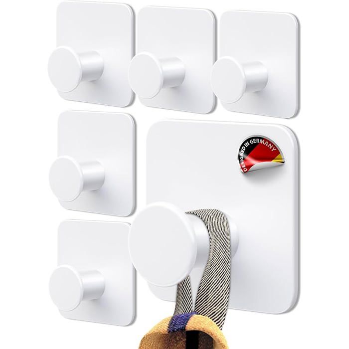 Lot de 6 Crochets Adhésifs Muraux Porte Serviettes pour Salle de BainAccroche Torchon CuisinePortemanteau MODERNE - PORTE-MANTEAU