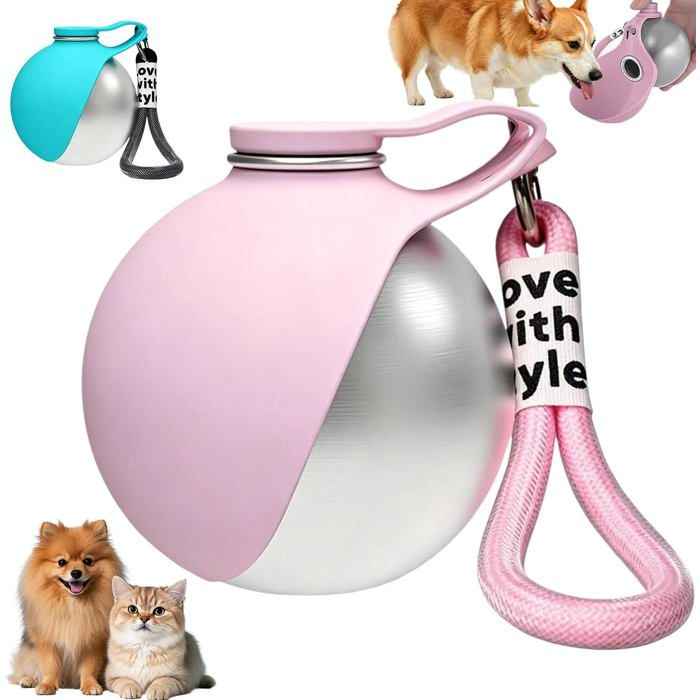 Gamelle Étanche avec Bol Pliable Gourde Chien avec Bol en Pliable Silicone Gourde Chien Promenade Gamelle Gourde de Compacte