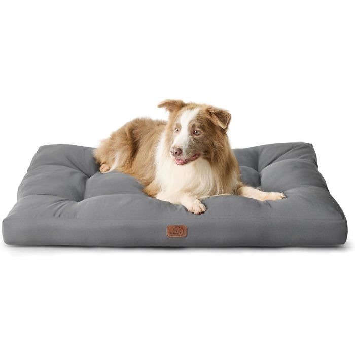 Matelas Chien Imperméable XL 111X89X9Cm Tapis Plat Oxford Lavable Pour Cage Extérieur Et Transport Facile Gris