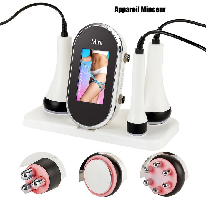 Appareil modelage 3 en 1 RF ultrasons - Visage corps écran tactile - Intensité réglable - Têtes interchangeables - Tous types peau