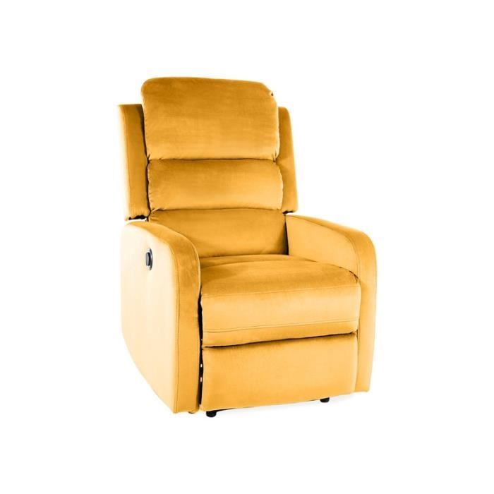 meubles - fauteuil de relaxation éléctrique en velour pegaz - jaune - h 102 x l 64 x p 53 cm