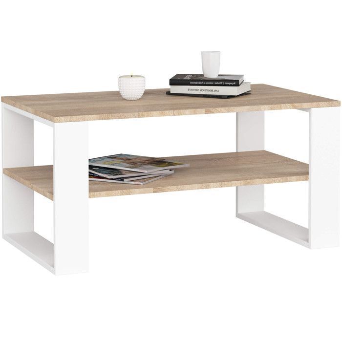 Table basse AKORD ALEX Chêne Sonoma 92 cm pieds Blancs 92x53x45 cm Table basse AKORD ALEX Chêne Sonoma 92 cm pieds Blancs 92x53x45 cm