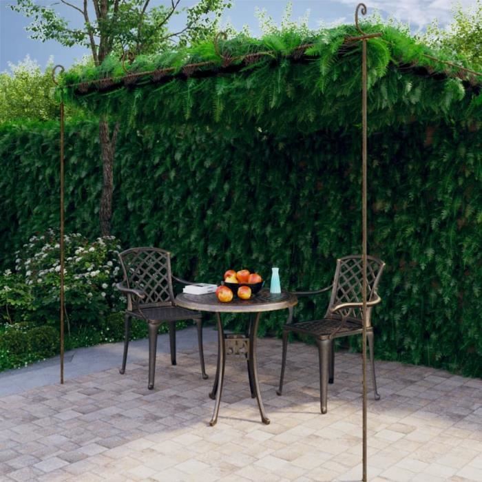 Pergola de jardin - AKOZON - Marron antique - Fer forgé - 4x3x25 m - Montage requis