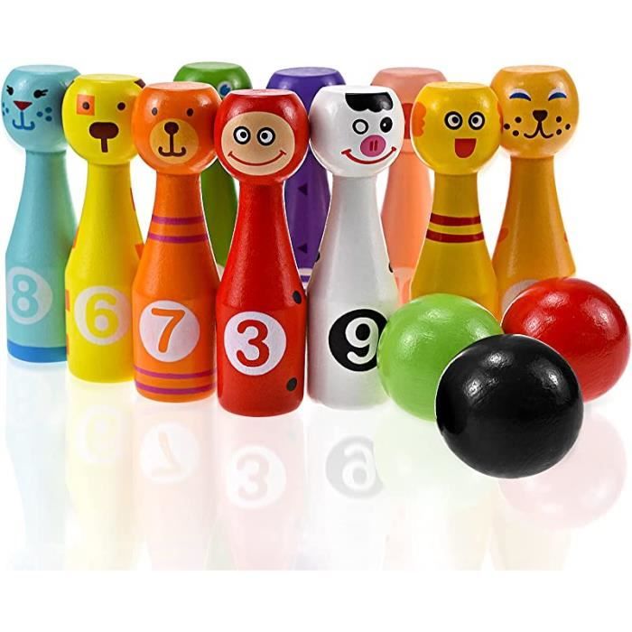 Jeu De Quilles Vintage Football En Bois Fait Main - Jouet Rare D'Allemagne, Bon état
